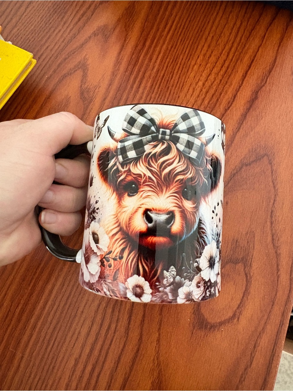 Decorative Brown Highland Cow Mug with Bow
